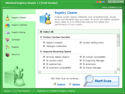 Screenshot of the application WinMend Registry Cleaner - #1