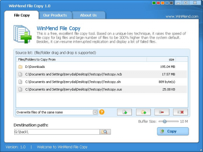 Screenshot of the application WinMend File Copy - #1