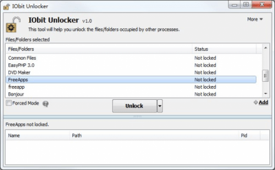 Screenshot of the application IObit Unlocker - #1