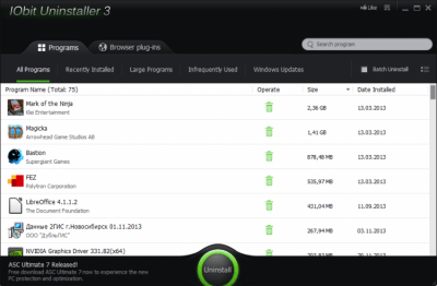 Screenshot of the application IObit Uninstaller - #1