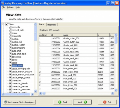 Screenshot of the application MySql Recovery Toolbox - #1