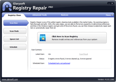 Screenshot of the application Registry Repair - #1