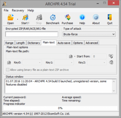 Screenshot of the application Advanced Archive Password Recovery - #2
