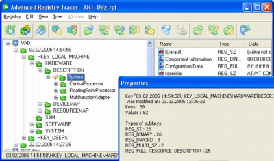 Screenshot of the application Advanced Registry Tracer - #1