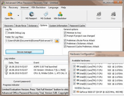 Screenshot of the application Advanced Office Password Recovery - #1