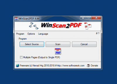 Screenshot of the application WinScan2PDF - #1