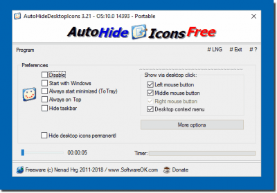 Screenshot of the application AutoHideDesktopIcons - #1