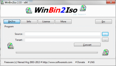 Screenshot of the application WinBin2Iso - #1