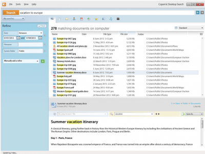 Screenshot of the application Copernic Desktop Search - #1