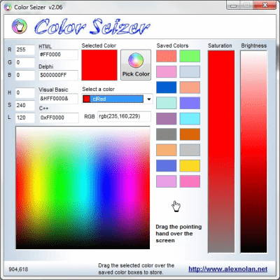 Screenshot of the application Color Seizer - #1