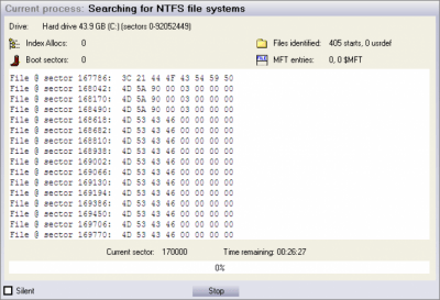 Screenshot of the application GetDataBack - #3
