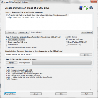 Screenshot of the application ImageUSB - #1