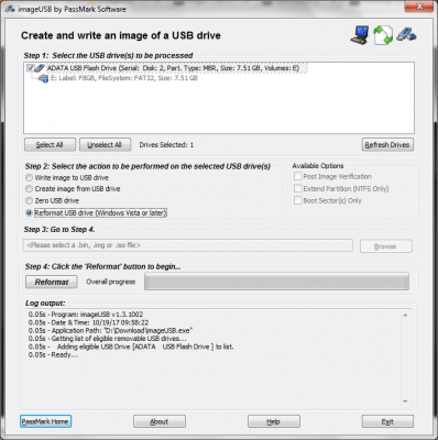 Screenshot of the application ImageUSB - #3
