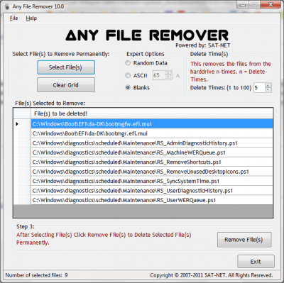 Screenshot of the application Any File Remover - #1