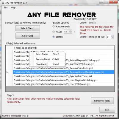 Screenshot of the application Any File Remover - #2