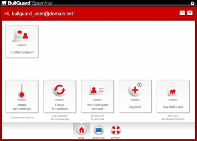 Screenshot of the application BullGuard Spamfilter - #1