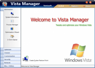 Screenshot of the application Vista Manager - #1