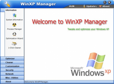 Screenshot of the application WinXP Manager - #1