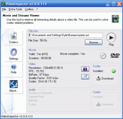 Screenshot of the application VideoInspector - #1