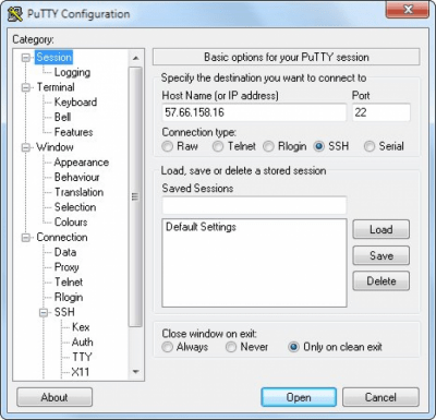 Screenshot of the application PuTTY - #1