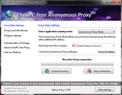 Screenshot of the application Free Anonymous Proxy - #1