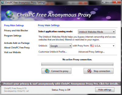 Screenshot of the application Free Anonymous Proxy - #4