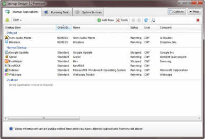 Screenshot of the application Startup Delayer - #3