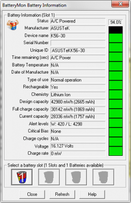 Screenshot of the application BatteryMon - #3