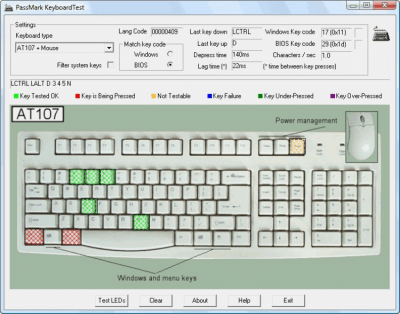 Screenshot of the application KeyboardTest - #1