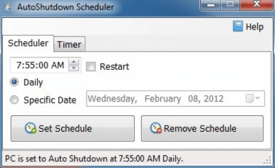 Screenshot of the application AutoShutdown Scheduler - #1