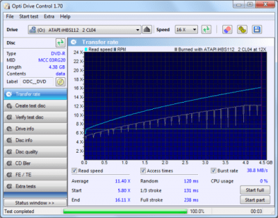 Screenshot of the application Opti Drive Control - #1