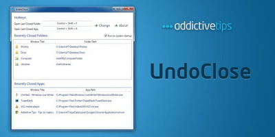 Screenshot of the application UndoClose - #1