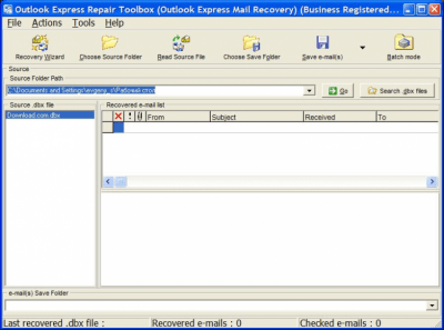 Screenshot of the application Outlook Express Repair Toolbox - #1