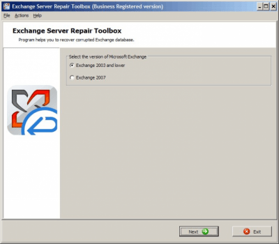 Screenshot of the application Exchange Server Repair Toolbox - #1