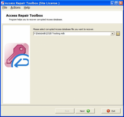 Screenshot of the application Access Repair Toolbox - #1