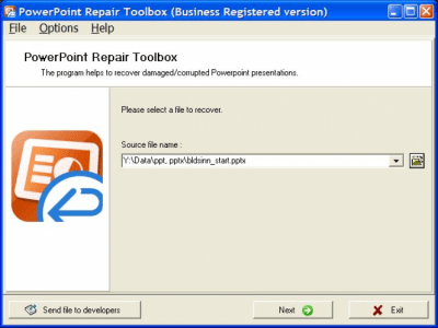 Screenshot of the application PowerPoint Repair Toolbox - #1