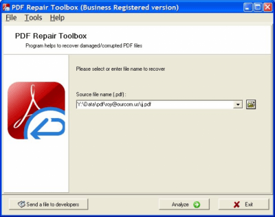 Screenshot of the application PDF Repair Toolbox - #1