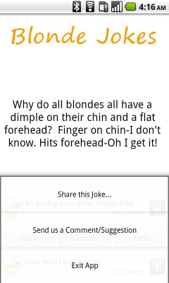 Screenshot of the application Blonde Jokes - #1