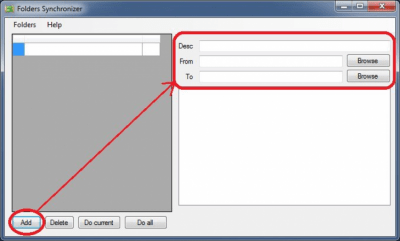 Screenshot of the application FoldersSynchronizer - #1