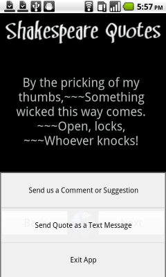 Screenshot of the application Shakespeare Quotes - #1