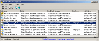 Screenshot of the application FirefoxDownloadsView - #1