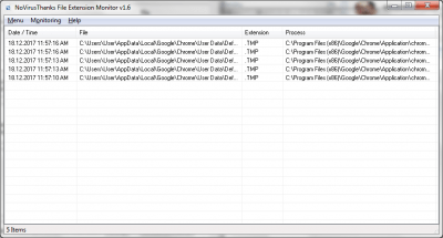 Screenshot of the application File Extension Monitor - #1