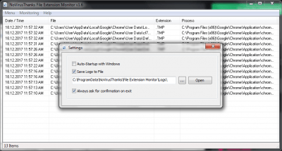 Screenshot of the application File Extension Monitor - #2