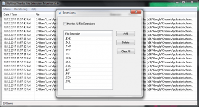 Screenshot of the application File Extension Monitor - #3