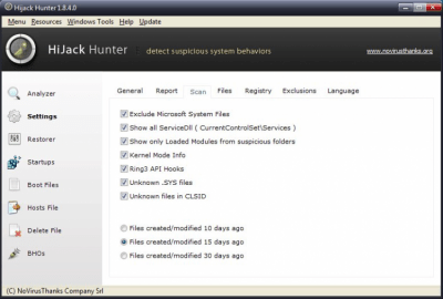 Screenshot of the application Hijack Hunter - #1