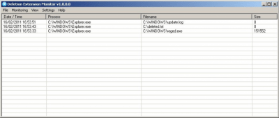 Screenshot of the application Deletion Extension Monitor - #1