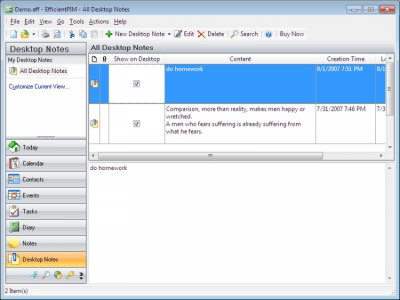 Screenshot of the application Personal Information Manager - #4