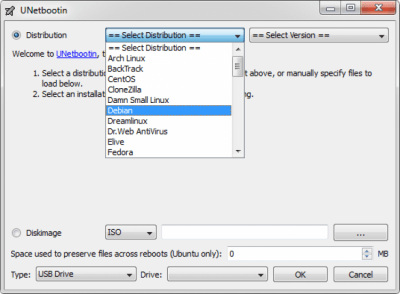 Screenshot of the application UNetbootin - #1