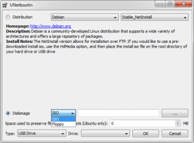 Screenshot of the application UNetbootin - #3