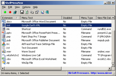 Screenshot of the application ShellMenuNew - #1